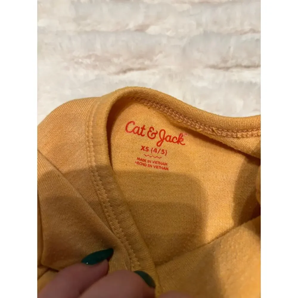 Cat & Jack Mustard Long Sleeve Knit Dress Girls XS 4/5 Cottagecore Playtime